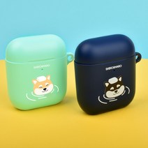 시로앤마로 에어팟 컬러 소프트 케이스 머랭플라워 키링 세트, 온천시로, 초코쿠키 키링