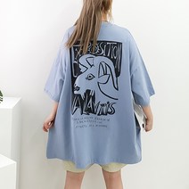 [퀸비샵] 메이슨고트 롱박스 // 빅사이즈 루즈핏 반팔티 티셔츠 오버핏 박스티 임부복 오버사이즈