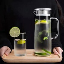 니치유 가정용 냉장고 유리 물병 내열 직화 스텐뚜껑+증정, 1.6L