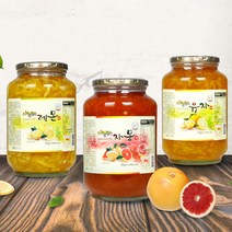 아름담은 수제 꿀 과일청 5가지 맛 [ 유자 생강 레몬 자몽 한라봉 ] 2kg 벌크형 차 청 세트, 1병(자몽맛)