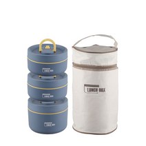 Forout 3단 휴대용 보온도시락 L 1개 + S 2개, 블루