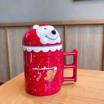 스타벅스 중국 2019년 크리스마스MD 곰도안 돔뚜껑+진저쿠키 도안 머그 셋 414ml