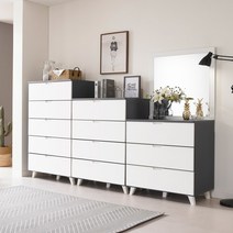 퍼니아트 루카 광폭 4단서랍장 800, 바디그레이_화이트