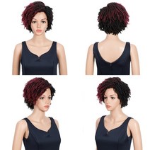 여성 머리 헤어 옴브레 합성 전체 가발 magic 10 inches afro kinky curly wig short dreadlock wig with bangs ombre, 10인치, 협력사, DYTD1B 버그