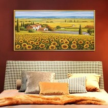 아트미니 보석십자수 해바라기 꽃밭 시골 풍경 큐빅 전체수 선물용 집들이, 90x150cm
