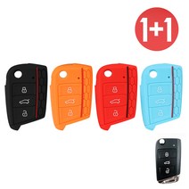 바이어블 1+1 폭스바겐 3버튼 골프7세대 골프 7세대 스마트 키 실리콘 케이스, 블랙+블랙