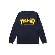 트레셔 플레임 불꽃 로고 THRASHER 네이비 후드티