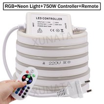 네온플렉스 LED 네온 라이트 220V 유연한 RGB 테이프 풀 터치 와이파이 제어 5050 120 LEDs 스트립 방수 사인 스트링 로프 램프 조명, [04] RGB 24Key IR Set, [09] 9m