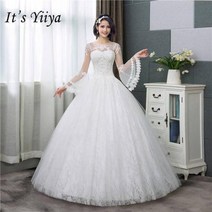 셀프웨딩드레스 2부드레스 대여 그것은 긴 플레어 소매 웨딩 드레스 간단한 백 레이스 업 dress
