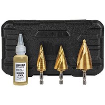klein tools 25951 전기 기사용 스텝 드릴 비트 세트 나선형 이중 홈 질화티타늄 코팅 14인치 임팩트 섕크 케이스 3피스