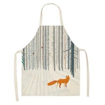 폭스 만화 아마 앞치마 베이킹 액세서리 여성용 주방 남성용 카페 가제트 복장, 55x68cm, style 5