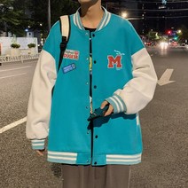 야구 점퍼 야잠 잠바 커플 단체 큰옷 빅사이즈 스트릿 패션 뚱뚱한 후드 바람막이 코디 소개팅룩 남자 ESR
