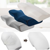 기능성 메모리폼 베개 목이편한 초등 성인 경추 배개 화이트