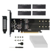 PCIeM2 어댑터 카드 PCIE X16 4 포트 M2 NVME M 키 SSD 카드에 추가 M.2pI VROC RAID 확장 Chia, 02 With 4pcs Heatsink