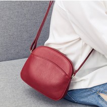 미니 여성 숄더겸 크로스백 리얼 가죽 조개백