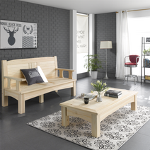 꾸미룸 편백나무 아르데코 3인용 원목 소파 편백가구