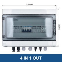태양 광 PV 결합기 상자 2 문자열 4 스팅 1 방수 플라스틱 배포 번개 보호, 4 in 1 out_DC1000V