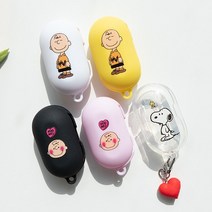 정녕마켓 스누피 찰리브라운 프린트 갤럭시 버즈 버즈플러스케이스 하드젤리 케이스, 스누피 투명젤리