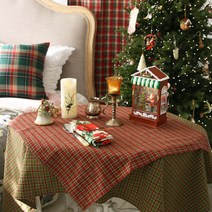 크리스마스 앤틱 체크 미니 테이블보 70x70 테이블매트/식탁매트, 그린체크(70x70)