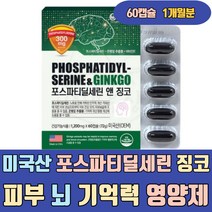 미국산 포스파티딜세린 징코 피부 뇌 기억력 영양제 은행잎추출물 건강기능식품 플라보놀배당체 포스타딜세린 포스타티딜세린 플러스 빌로바 프리미엄 보습제 좋은음식 에좋은 개선 높이는