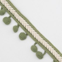 pompom trim ribbon 1.2cm pom pom ball 빈티지 수 놓은, 콩 녹색