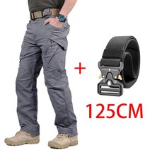 야외 정원 접이식 편의점 남성용 전술 카고 바지 야외 방수 SWAT 전투 군사 위장 바지 캐주얼 멀티 포켓, 16 IX9 Gray Set_08 5XL