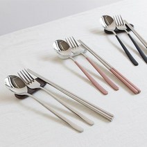 MENARE 메나르 감성 에블리 2인 양식 한식 숟가락2P 포크2P 젓가락4P 세트, 실버