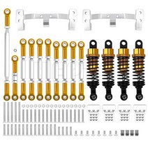 원격 조종 RC 너트 잠금 장치가있는 금속 조향 링크 타이로드 마운트 충격 흡수 장치 키트 1/12 MN D90 D91 MN40 MN45 MN99 MN99s 1/16 WPL C14, [23] MN gold silver