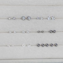(25pcs)젤루나 써지컬스틸 미니 바벨 볼 진주 점토볼 컬러볼 큐빅 아크릴 잠금볼 여자 남자 피어싱 모음