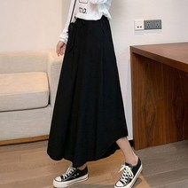 쇼프 겨울 가죽 롱 플라워 샤 라인 허리밴딩 랩 플리츠 플레어 긴 실크 여자 스커트