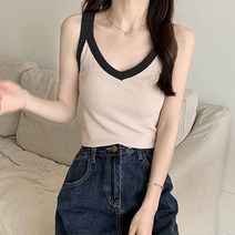 데일로엔 여성 배색 골지 민소매