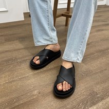 남자 여름 키높이 가죽 논슬립 쿠션좋은 커플 X 슬리퍼