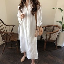 슈팅스타 / 카라넥 루즈핏 내추럴 셔츠 스타일 원피스 49945