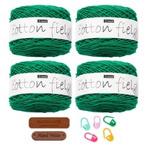 청송뜨개실 리네아 코튼필드(4볼) 뜨개실+뜨개부자재(라벨2개+단코표시링5개), 333.초록, 1세트