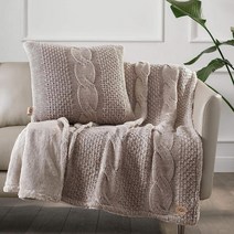UGG Erie Blanket – 케이블 니트 인조 모피 액센트 담요 - 완전 양면 오버사이즈 랩 아늑한 127 x 177.8cm(50 70인치) 씰 429838