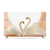 티비가리개 커버 덮개 백조 캐릭터 화면보호 TV 차단 먼지 방지 패브릭 32-86인치, 옵션4