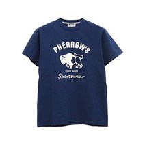일본발송 (페로우즈) PHERROWS Mens Classic Buffalo Printed Short Sleeve T-Shirt21S-PT2-Casual S.NAVY.Navy