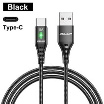 USLION-화웨이 P40 P30 프로 핸드폰용 USB c타입 케이블 5a 핸드폰 고속 충전 데이터 와이어 코드 샤오미 12 포코 X4 원플러스, Black, 3m