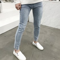 용된다 남자 워싱 디스트로이드 데님 청바지