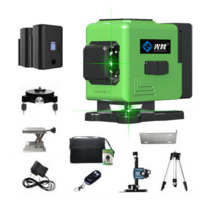 휴대용 미니 레이저레벨기 적외선 레이저 거리 측정기 수평기 수평계 3D 자동 고정밀 수평자, G.[그린] 12라인 레이저+배터리2+베이스, 1개