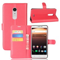 Alcatel a3 xl 용 alcatel u5 10 개/몫 lychee wallet 가죽 케이스 스탠드 카드 홀더, [07] 빨간