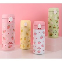 후르츠 이중진공 스테인레스 304 원터치 미니 보온보냉병 350ml 4type, 파인애플