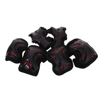 헤드 스포츠 안전 보호대 H8PK07 아동용 주니어 성인용 자전거 인라인 스케이트보드 킥보드 보호장비 무릎 팔꿈치 손목 보호대 세트, 블랙레드