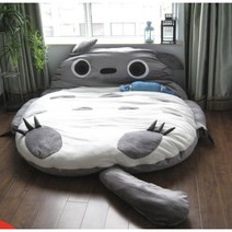 토토로침대 대형인형 바닥 침낭 주니어 타타미 아이 매트리스 캐릭터 침대, 무표정 토토로 침낭 있음