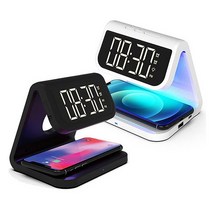 올인원 고속 무선충전기 에어팟프로 버즈 무선충전 다용도 UVC 살균기 탁상 알람시계 AL900UV, 블랙