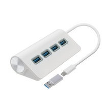 COSY 이중접속 C타입 USB3.0 4포트 멀티 허브 USB 변환젠더포함 노트북 맥북, 화이트