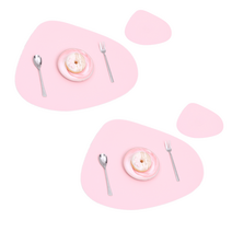 러키라이프 방수 식탁 테이블 매트 2P + 티코스터 2P 세트, 핑크