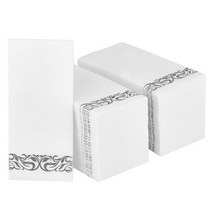 Fete 장식 핸드 타월 일회용 골드 디자인 린넨 느낌 게스트 포멀 디너 기념일 웨딩 냅킨 50 개, Silver