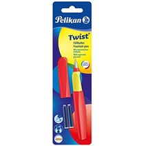 유럽 Pelikan 814850 만년필 트위스트 펜촉 M 네오 민트 카트리지 1개 포함 1개, 네온 산호, 수포