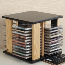 회전식 우드 CD DVD 정리함 보관함 수납 선반 거치대 CD랙, CD/DVD 수납장